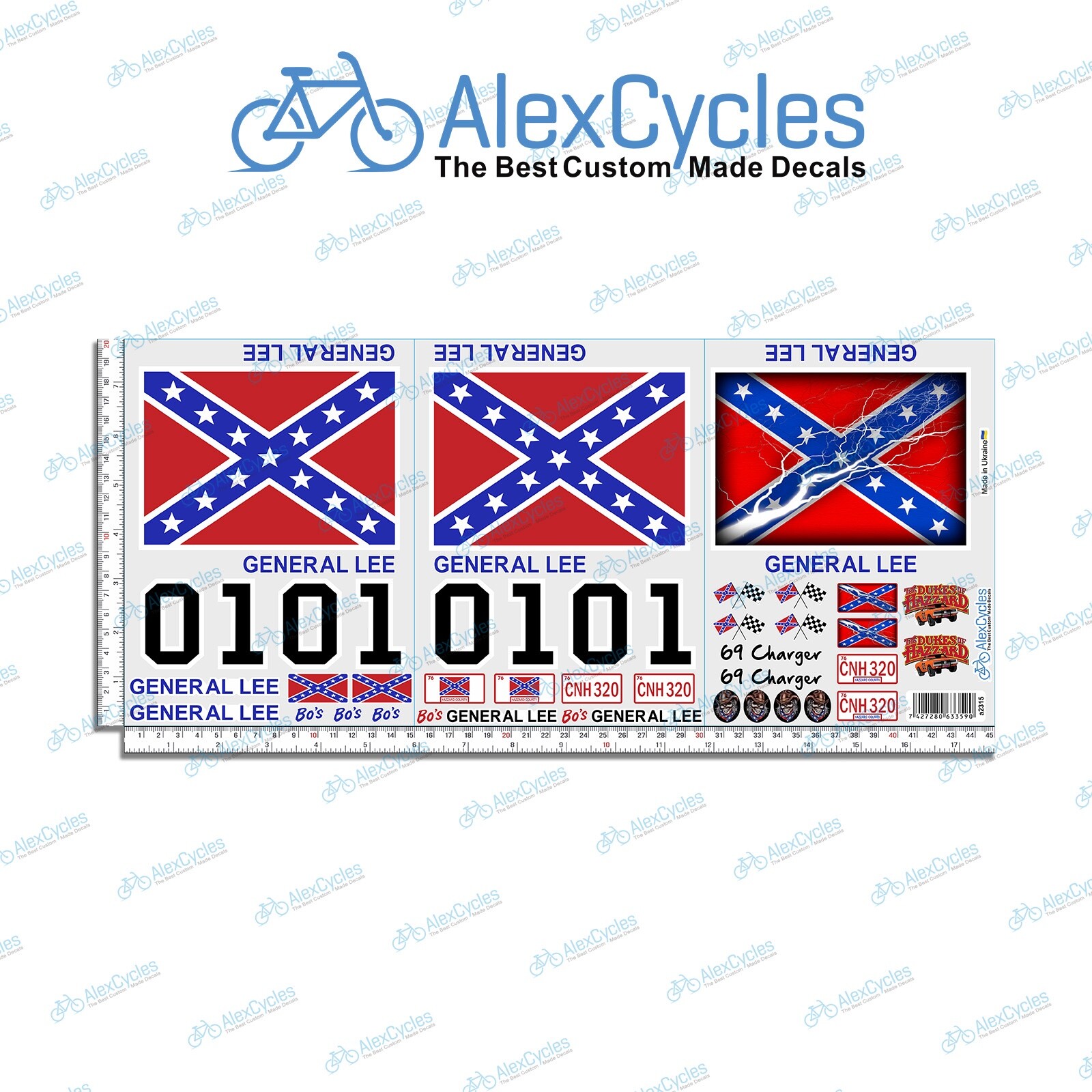 DUKE OF HAZZARD 1/10 Scale GENERAL LEE Tamiya HPI Full Decals Stickers New Look