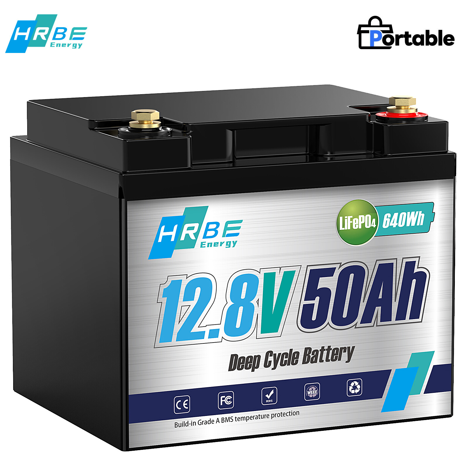 12V 50Ah Lithium Battery LiFePO4 Rechargeable Deep Cycle BMS RV Solar Golf Cart