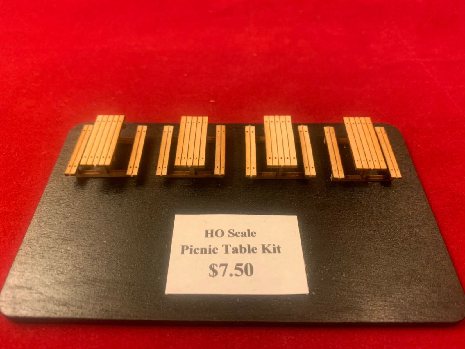 HO Scale Laser Cut Picnic Table with simulated fasteners