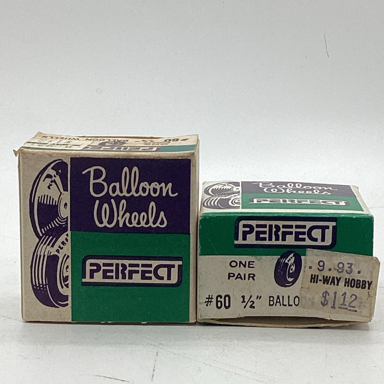 (2) NOS Perfect Parts Co. 1 Pair Of 1/2" Balloon Wheels #60 RC Airplanes Parts