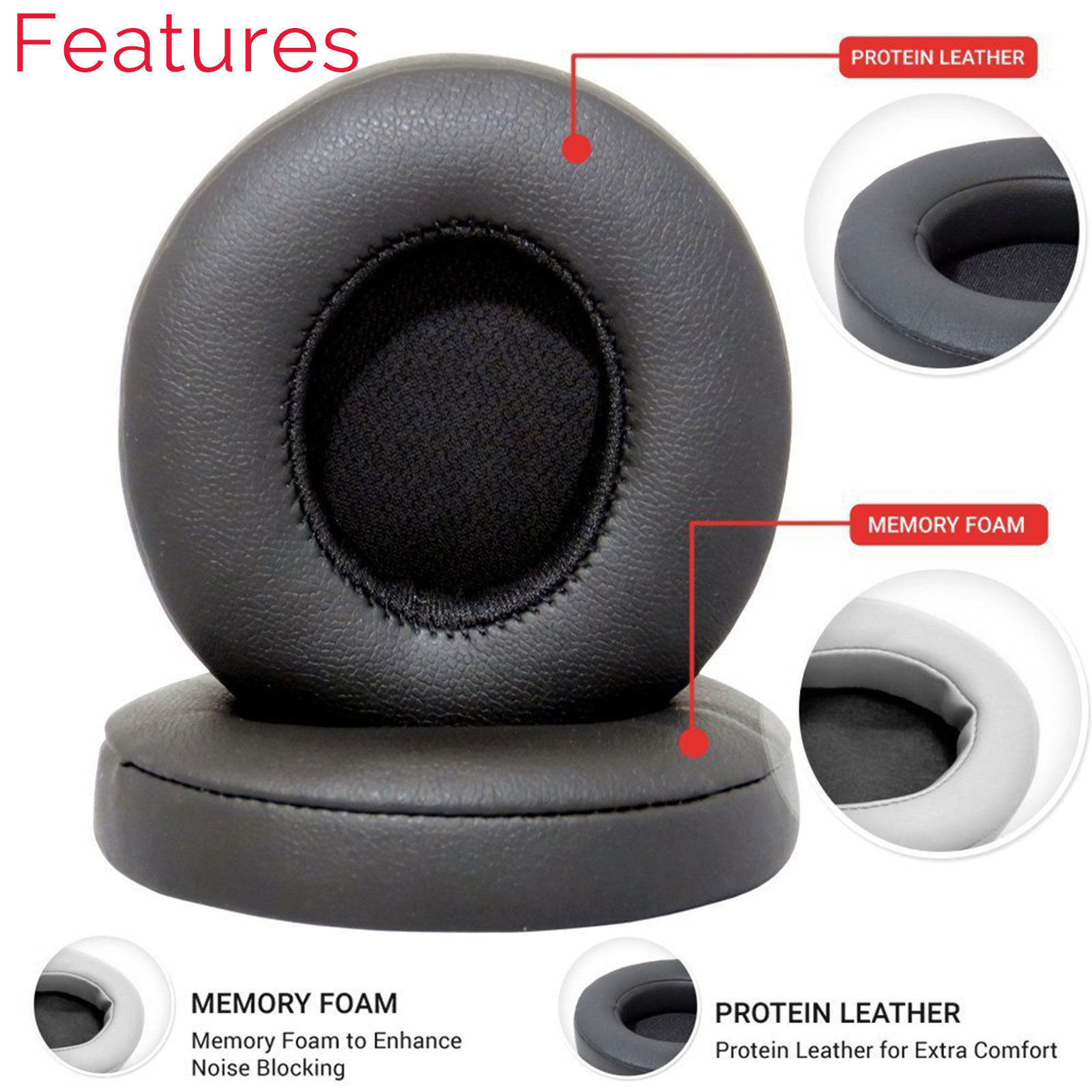 2 Replacement Ear Pads Cushion for Beats by dr dre Studio 2.0 Headphone Wireless