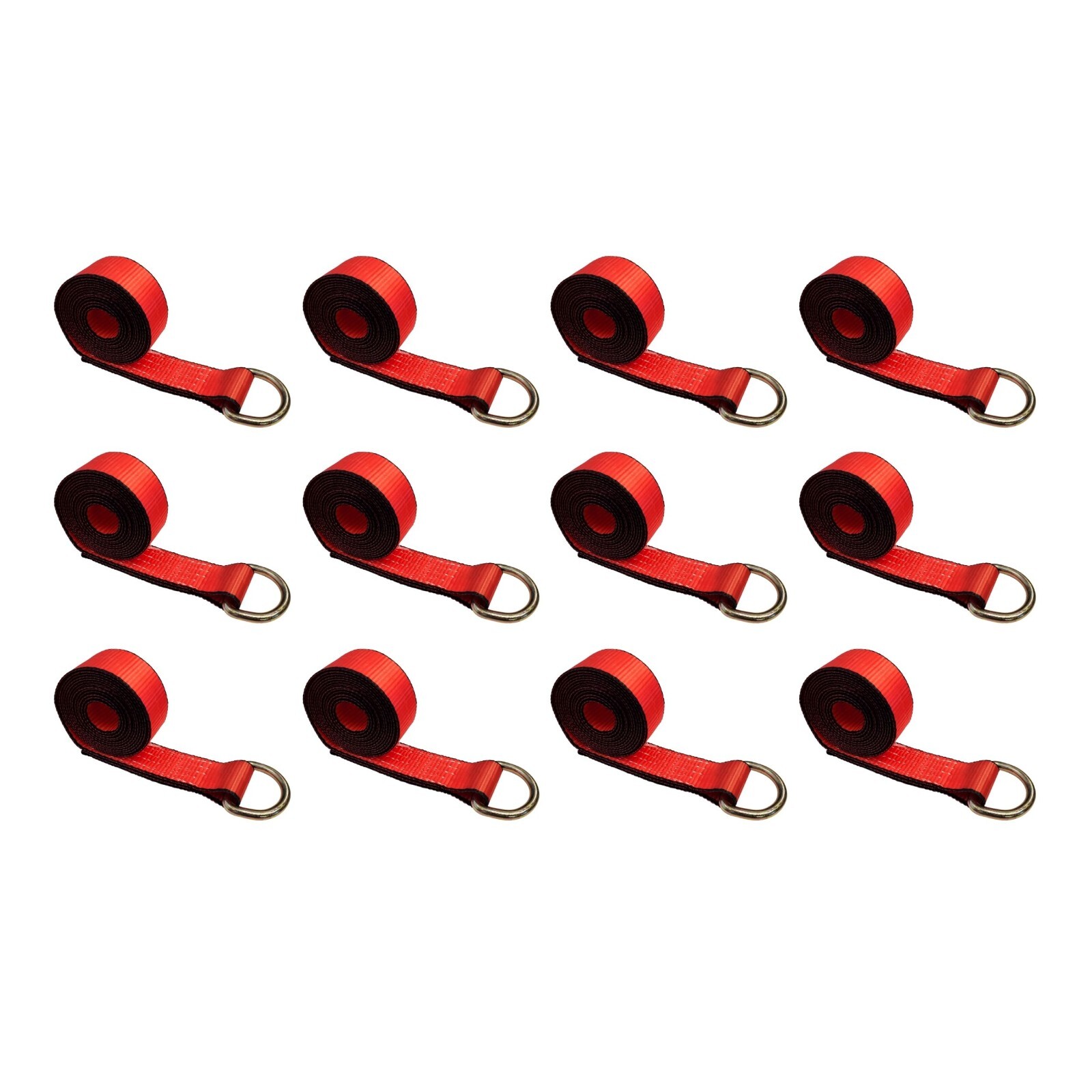 12 Pack 2" x 10' Lasso Strap w/ D Ring Auto Tie Down for Tow Truck Wheel Lift