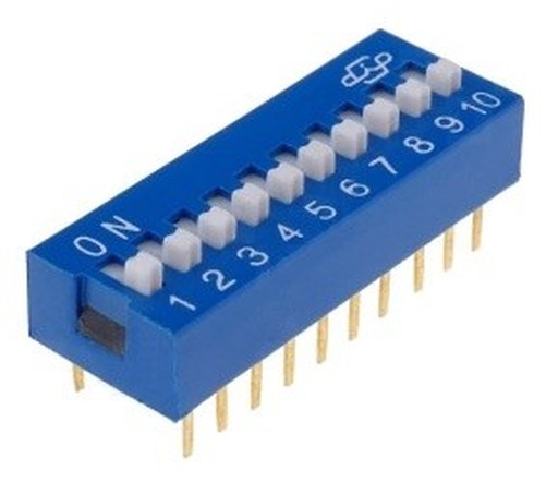 DIP Switch 5 poles, 10 pins, ON-OFF; 0.05A/12VDC, THT