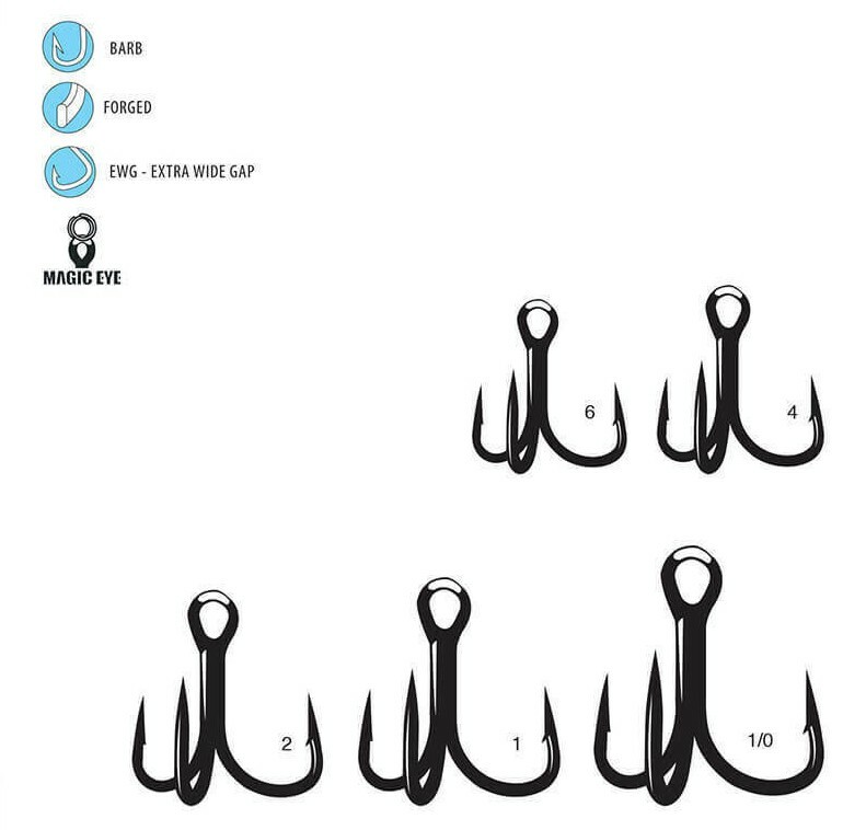 Gamakatsu EWG Short Shank Magic Eye Crankbait Treble Hooks 3304 - Choose Size
