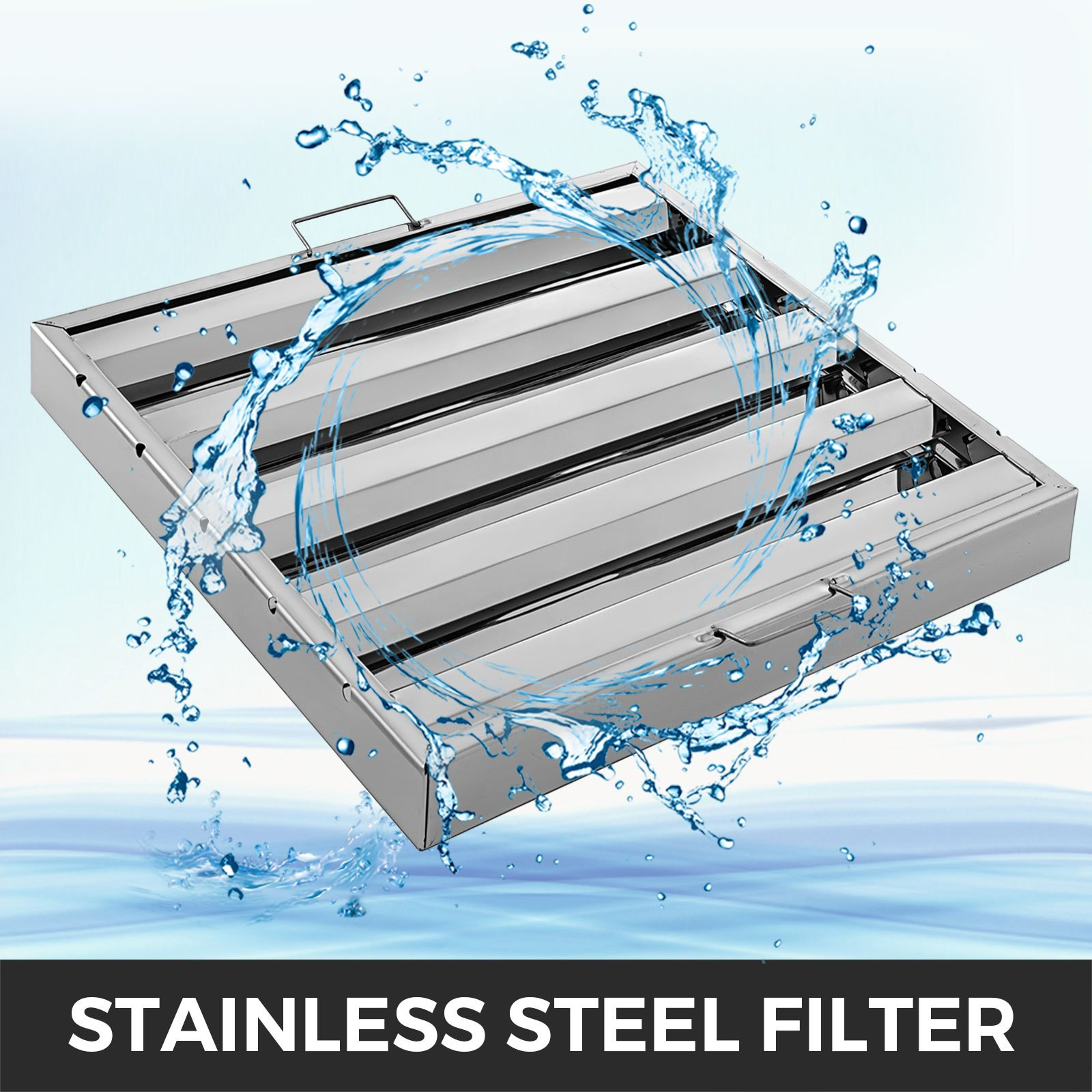 VEVOR Pack of 6 Hood Filters 19.5W x 24.5H Inch, 430 Stainless Steel 4 Grooves C