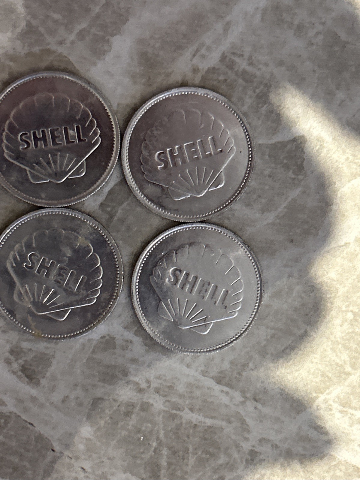 4x Vintage Shell Tokens Man In Flight