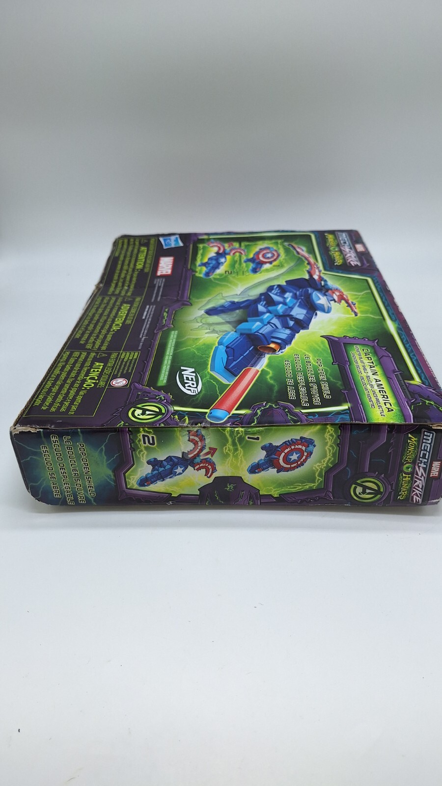 Marvel Mech Strike Monster NERF Captain America Monster Blast Shield Box Dmg #j1