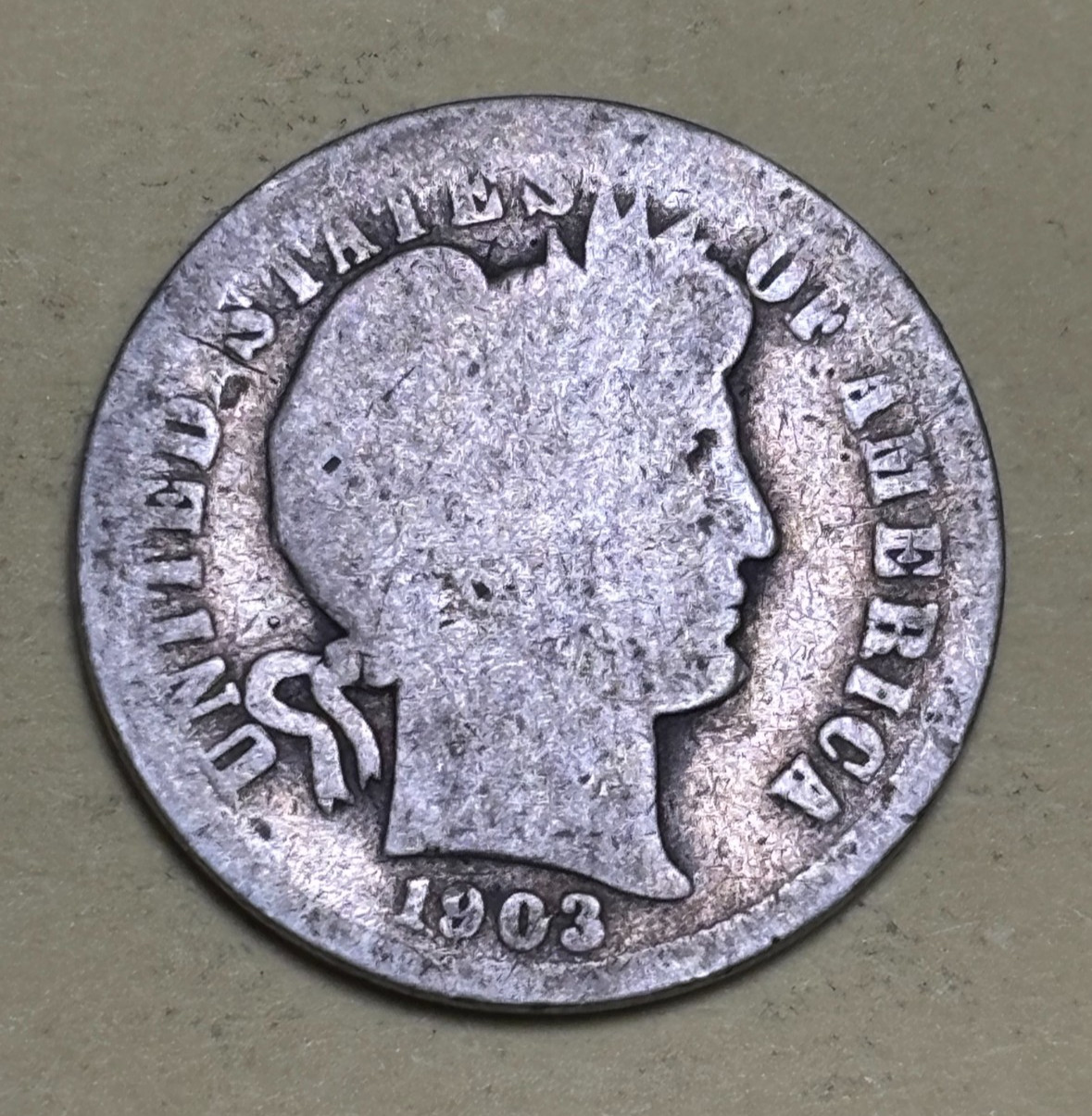 1903 Barber Dime 90% Silver Philadelphia No Mint Mark
