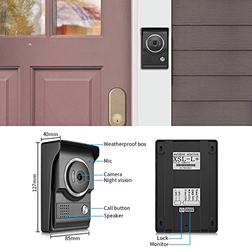Video Intercom System 7" Doorbell Camera Remote Unlock 2 Monitors