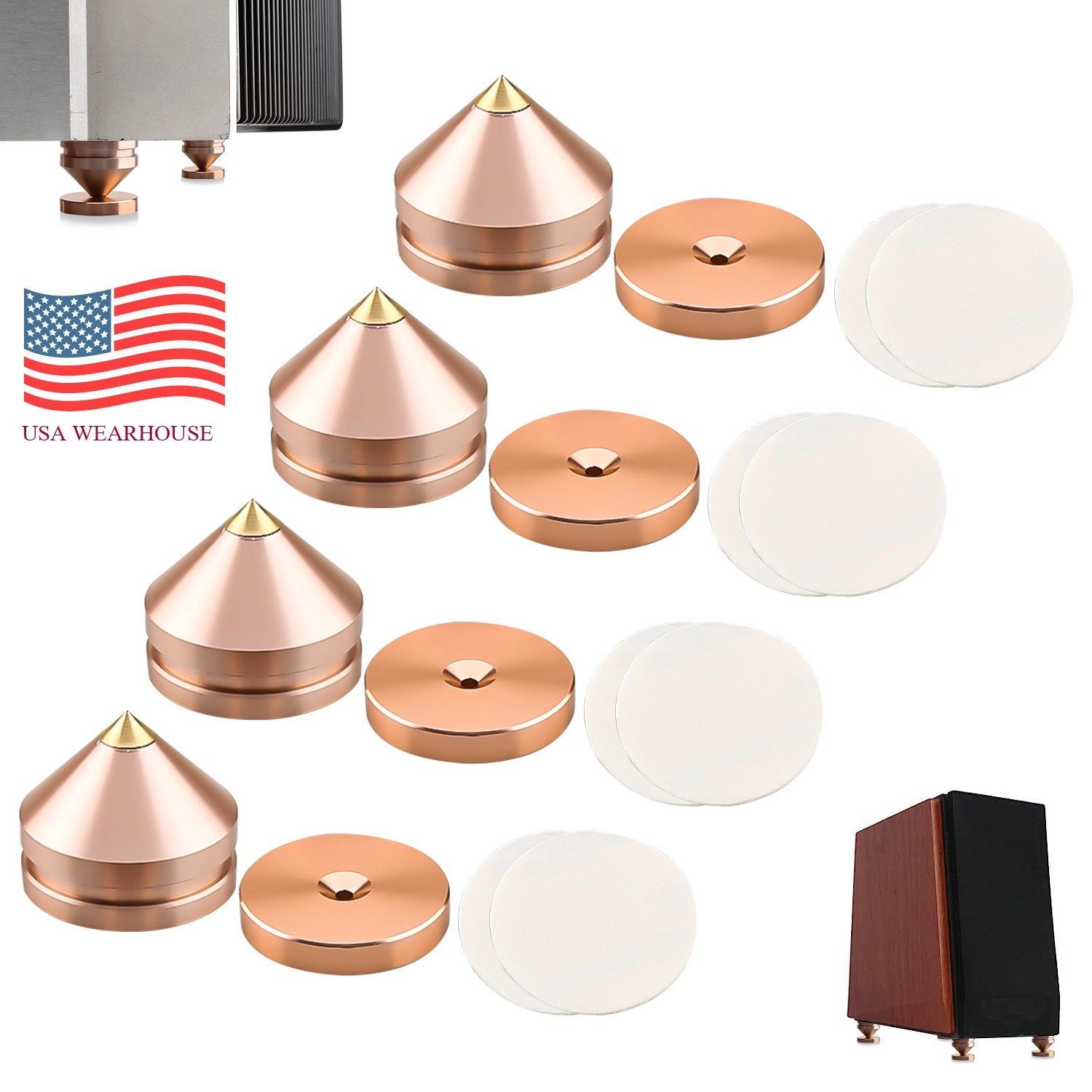 4x HIFI 23mm Aluminum Speaker Isolation cone feet shockproof spike base support