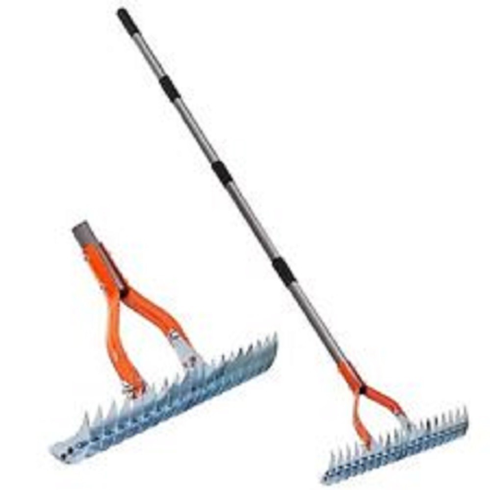 WaLensee Thatch Rake Heavy Duty Garden Tool Thatch Rake 15" Lawn Grooming Rake