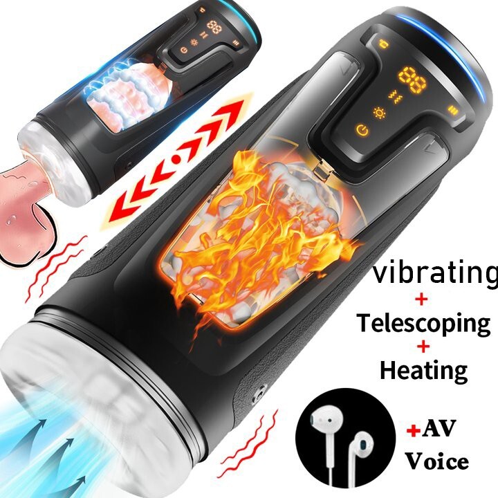 Male Masturbaters Automatic HandsFree Thrusting Cup Heating Stroker Lubricants
