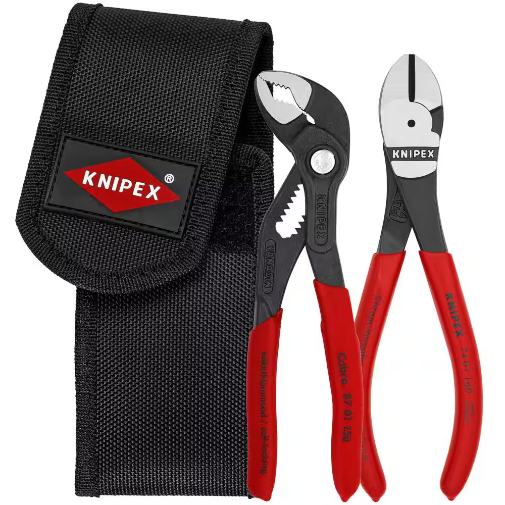 KNIPEX 00 20 72 V02 2 Pc Mini Pliers In Belt Pouch (74 01 160 & 87 01 125) Free
