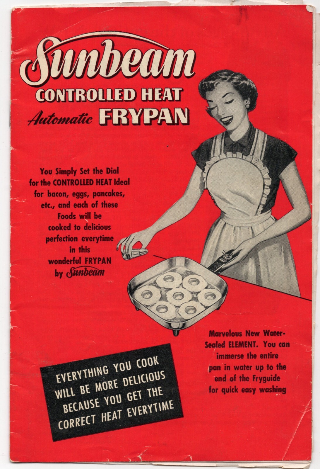 Vintage Sunbeam Controlled Heat Automatic Frypan Manual Instructions 1953