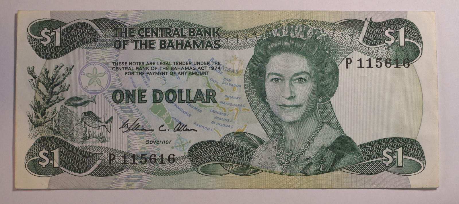 BAHAMAS $1 banknote CIRCULATED Pick43a.