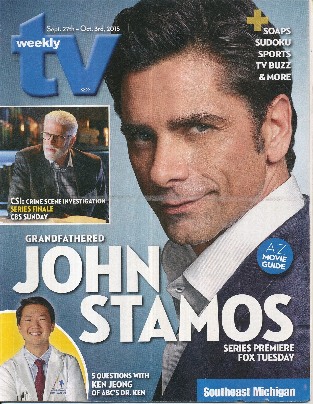 TV WEEKLY 2015 SEPT. 27 - OCT. 3 JOHN STAMOS (FAIR/GOOD COND)