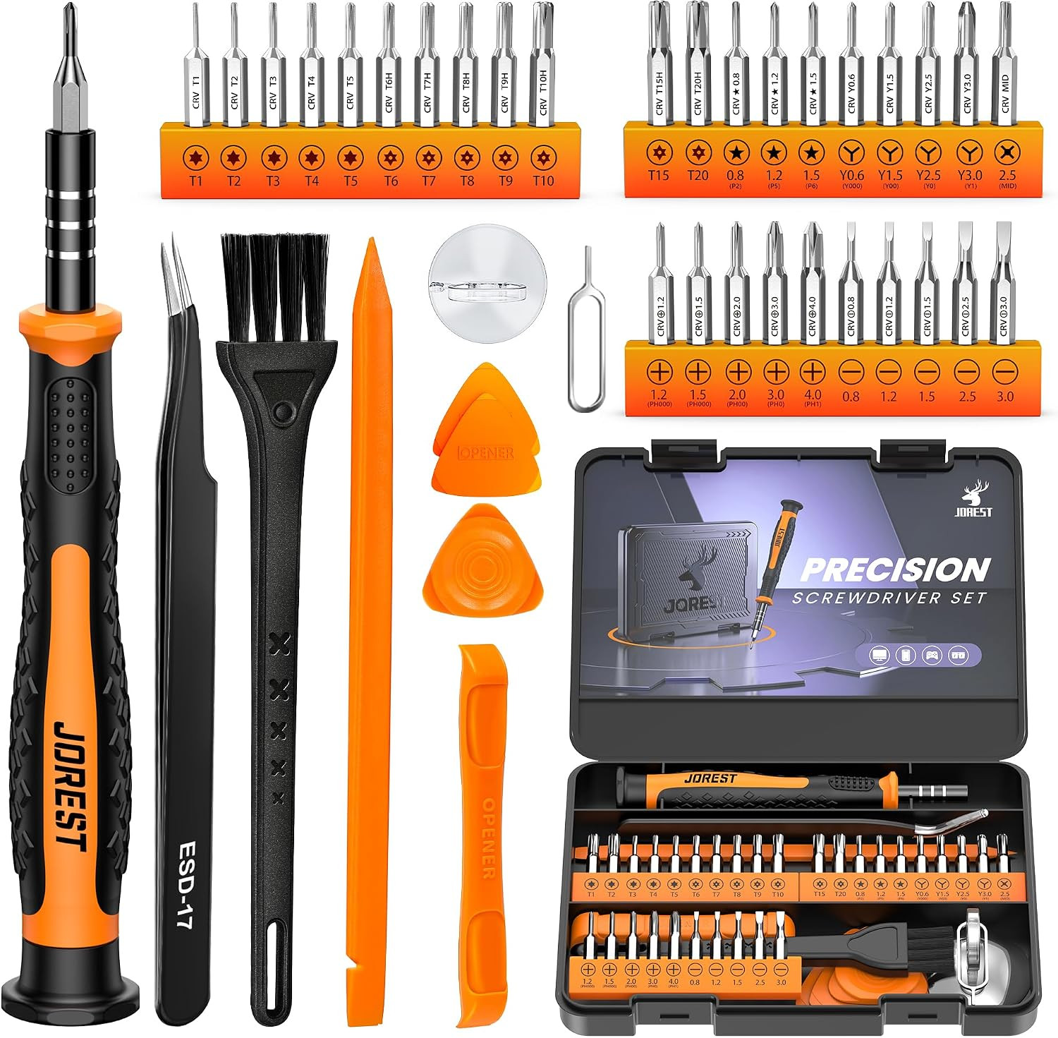 JOREST 40Pcs Small Precision Screwdriver Set with Torx Triwing Yellow