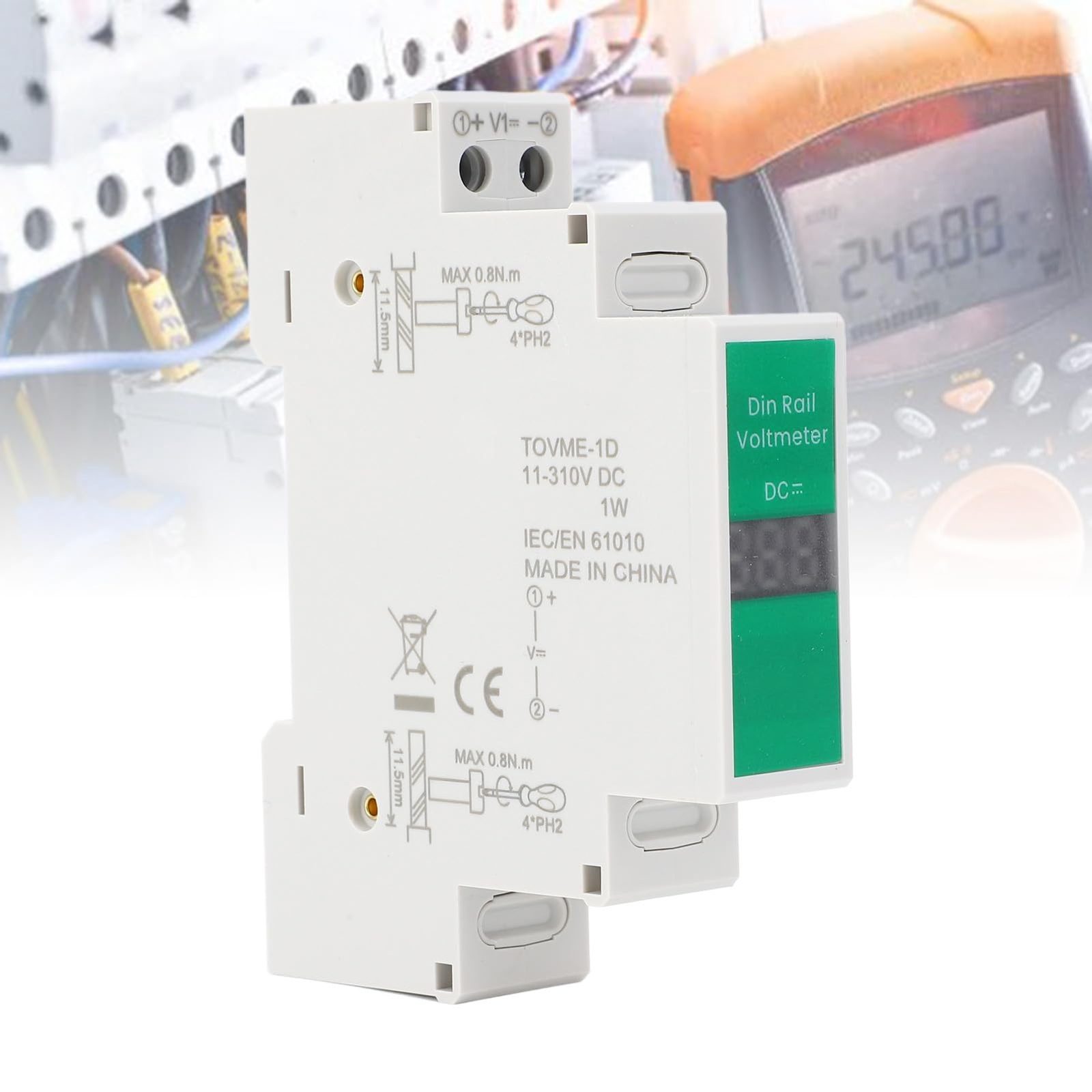 Din Rail Voltage Meter LED Digital Display Voltmeter DC Voltage Meter Electri...