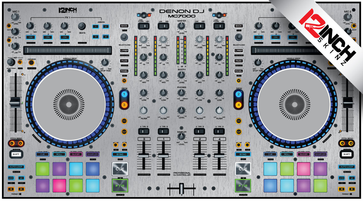 Denon MC7000 Skin brushed silver