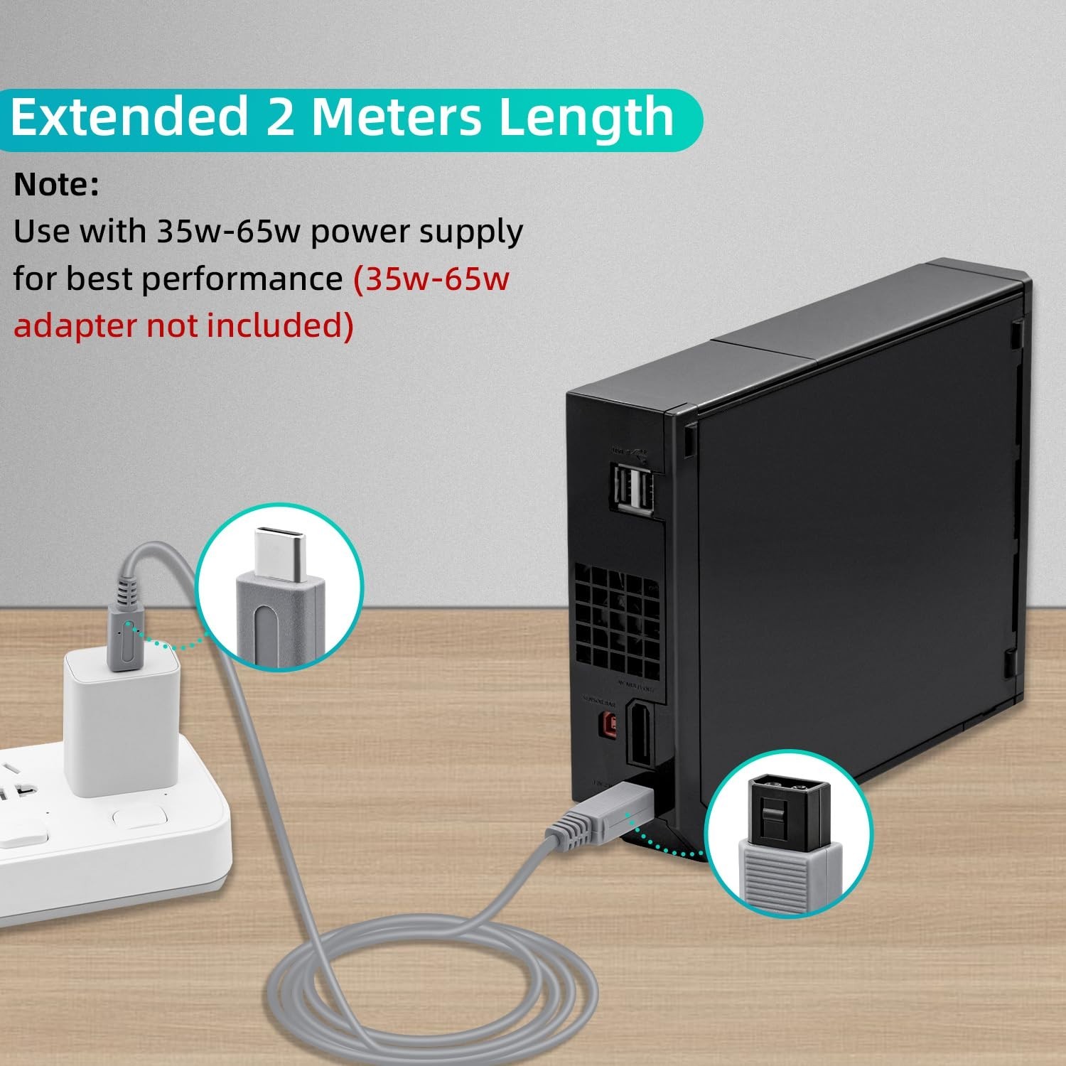 6.5 Ft Type-C Power Charge Cable for Wii - Lightweight & Durable Gaming Solution