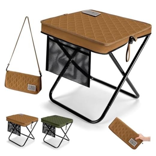 16″ Extra Large Foldable Backpack Stool, Heavy Duty Thickened Brown