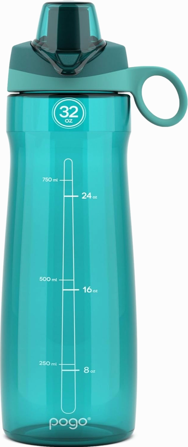 Pogo BPA-Free Plastic Water Bottle with Chug Lid, 32 Oz, Quetzal Teal