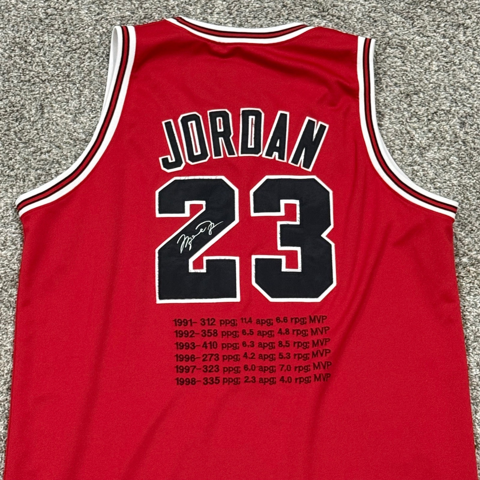 VTG 1999 Mitchell & Ness Chicago Bulls Michael Jordan MVP Stats Jersey Mens 3XL