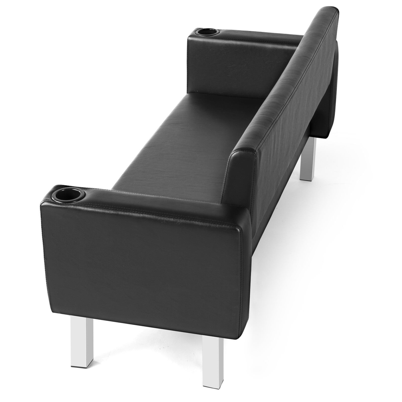 Black Waiting Room Chair Barber Shop Salon Guest Reception Bench Office Sofa