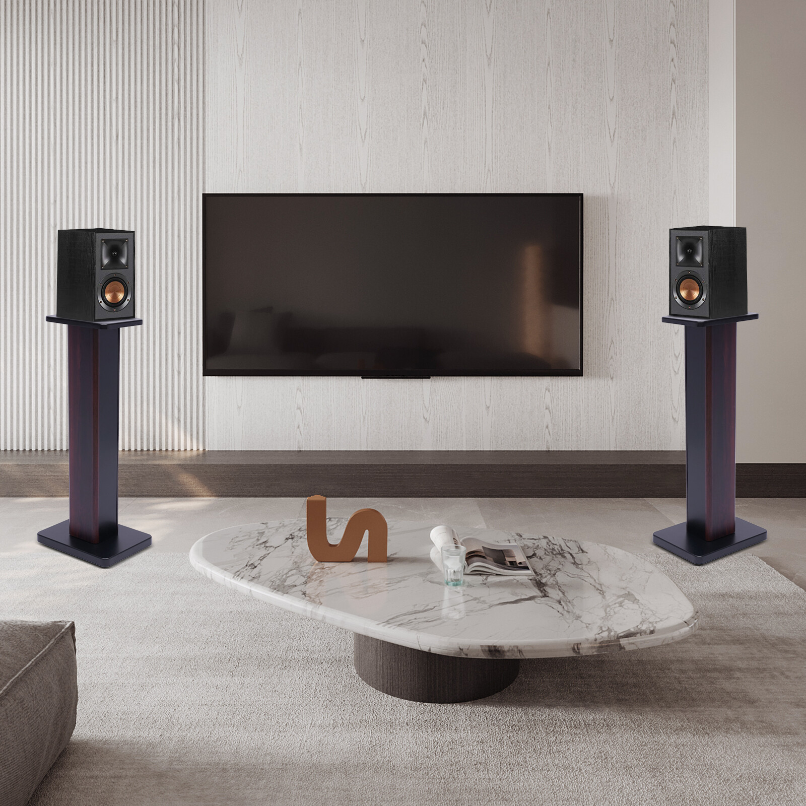 1 Pair Universal Wood Design Speaker Stands, Premium Surround Sound Home Theater