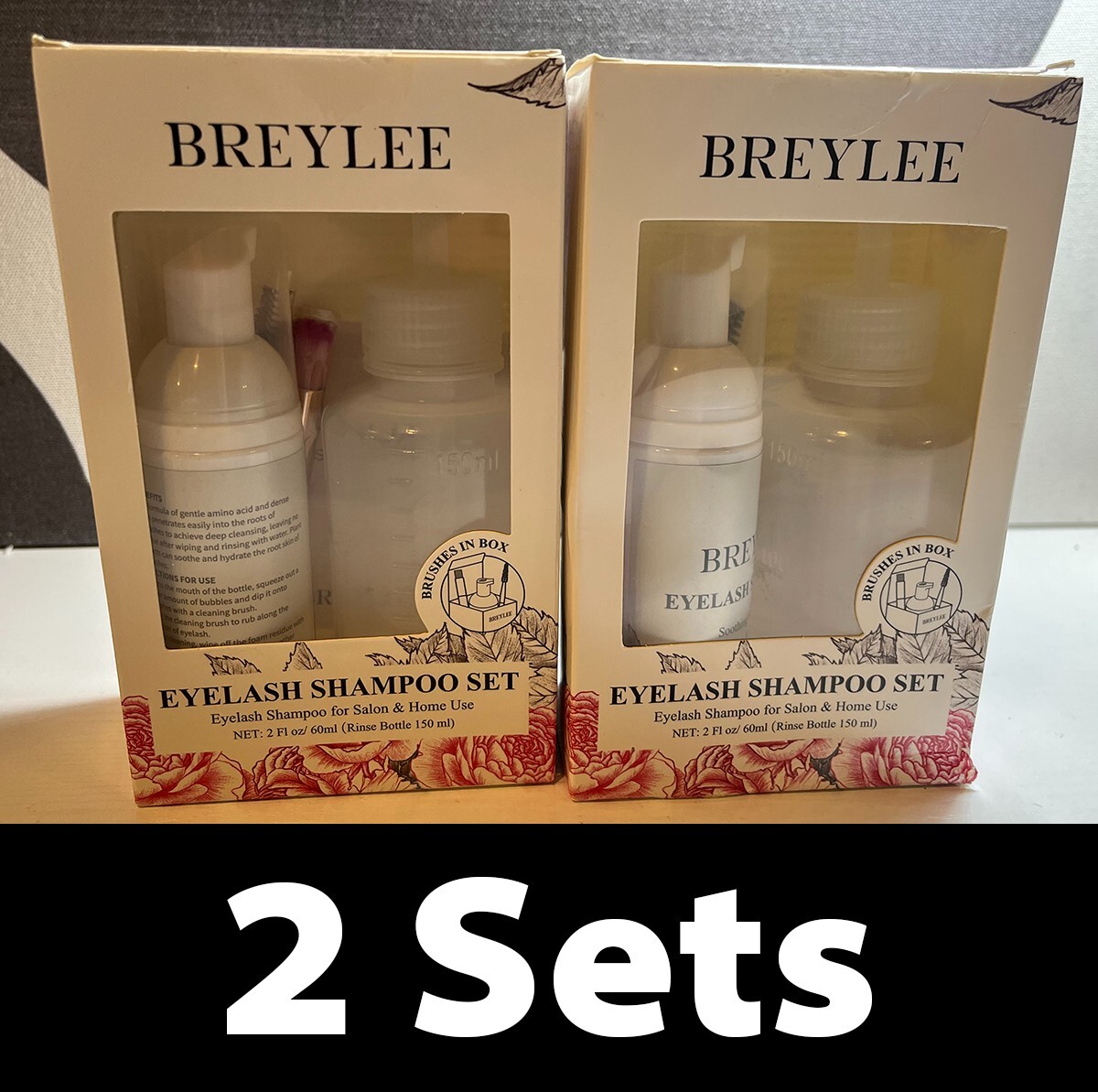2pk Breylee Eyelash Shampoo Set 2 oz (Rinse Bottle 150mL) Exp 7/27 d19