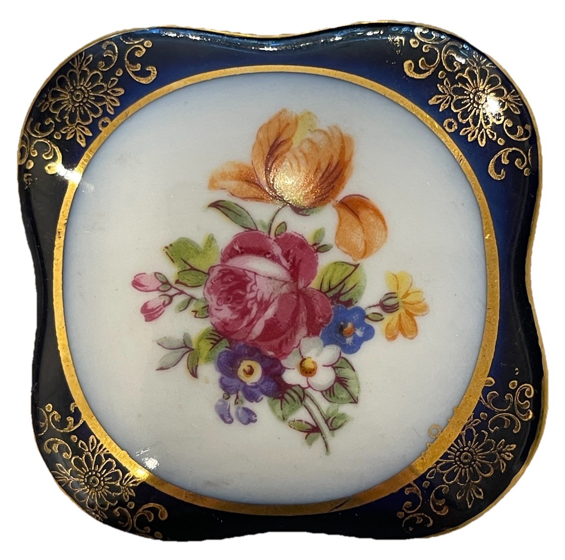 Vtg PM Martinroda Porcelain Hand Painted Floral Trinket Box Made in Germany EUC