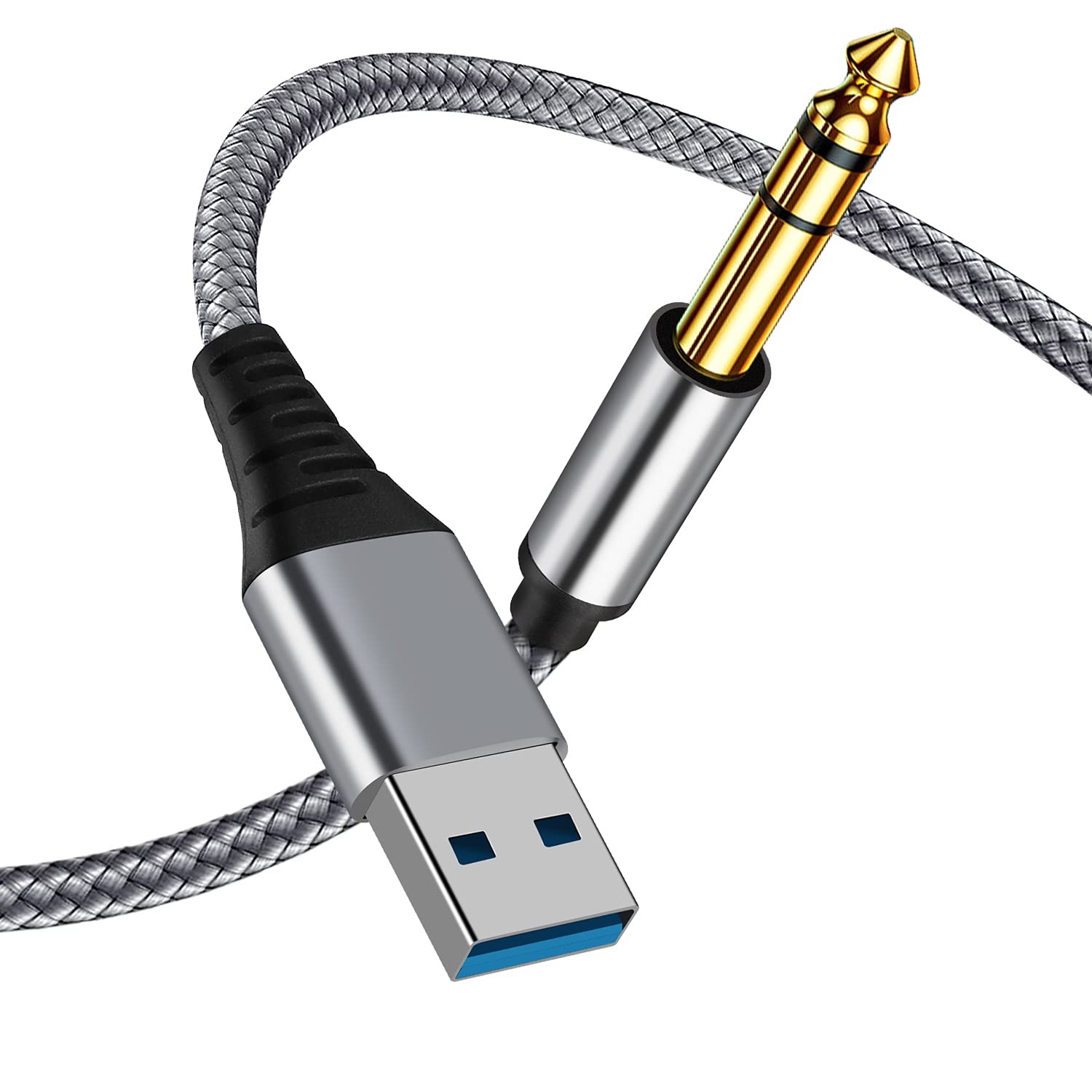 NCGGY USB to 6.35mm 1/4 inch TRS Audio Stereo Cable 6.6FT,USB-A to 6.35mm Qua...
