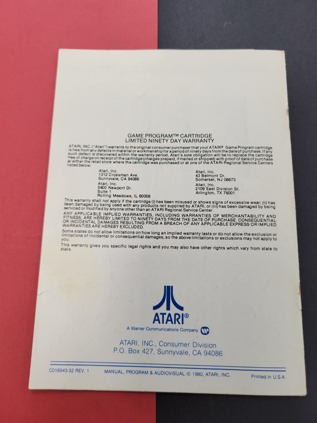 Atari Space Invaders Game Program Instructions Booklet 1980 Edition
