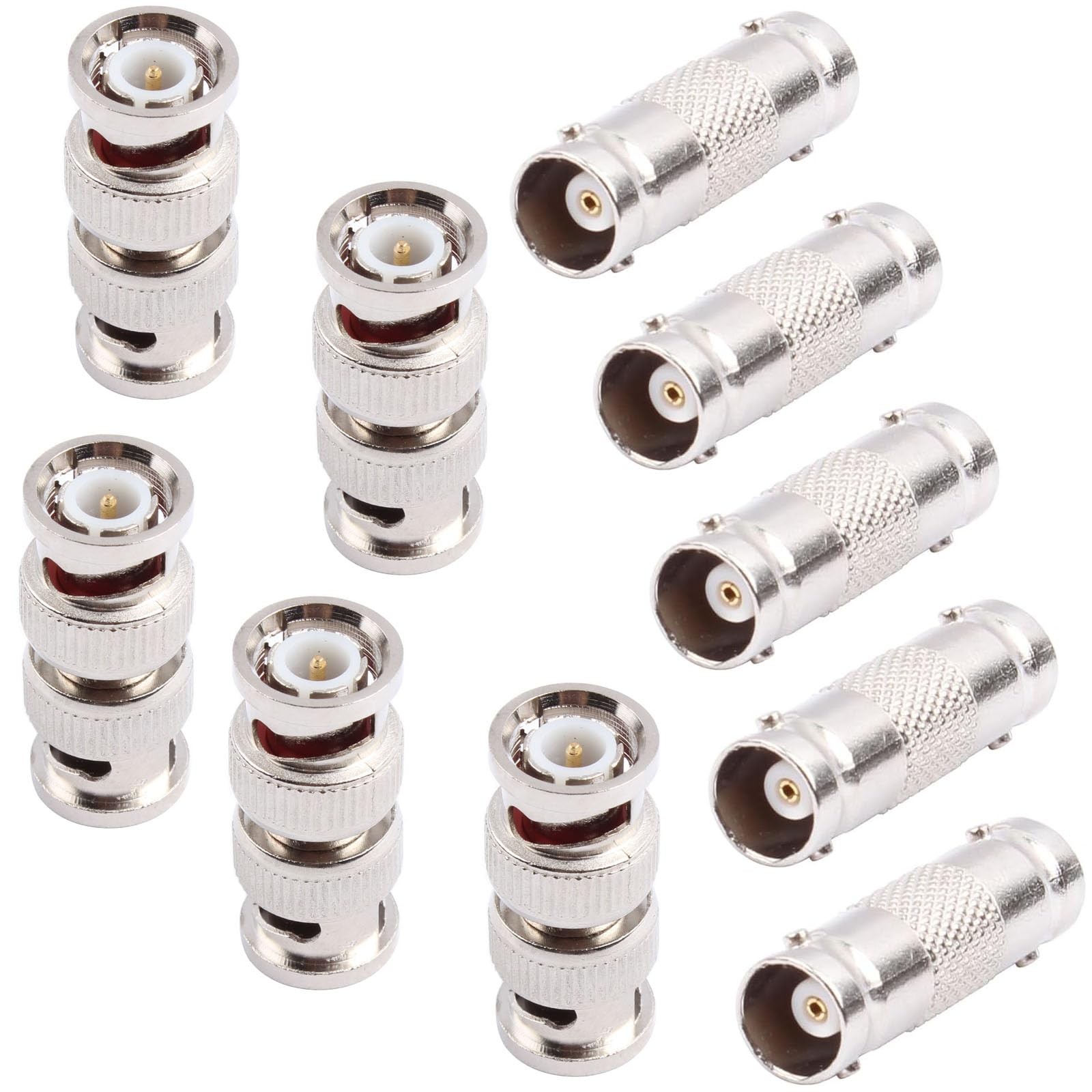 BNC Coupler Female to Female Connector 5-Pack and BNC Male to Male Adapter 5-...