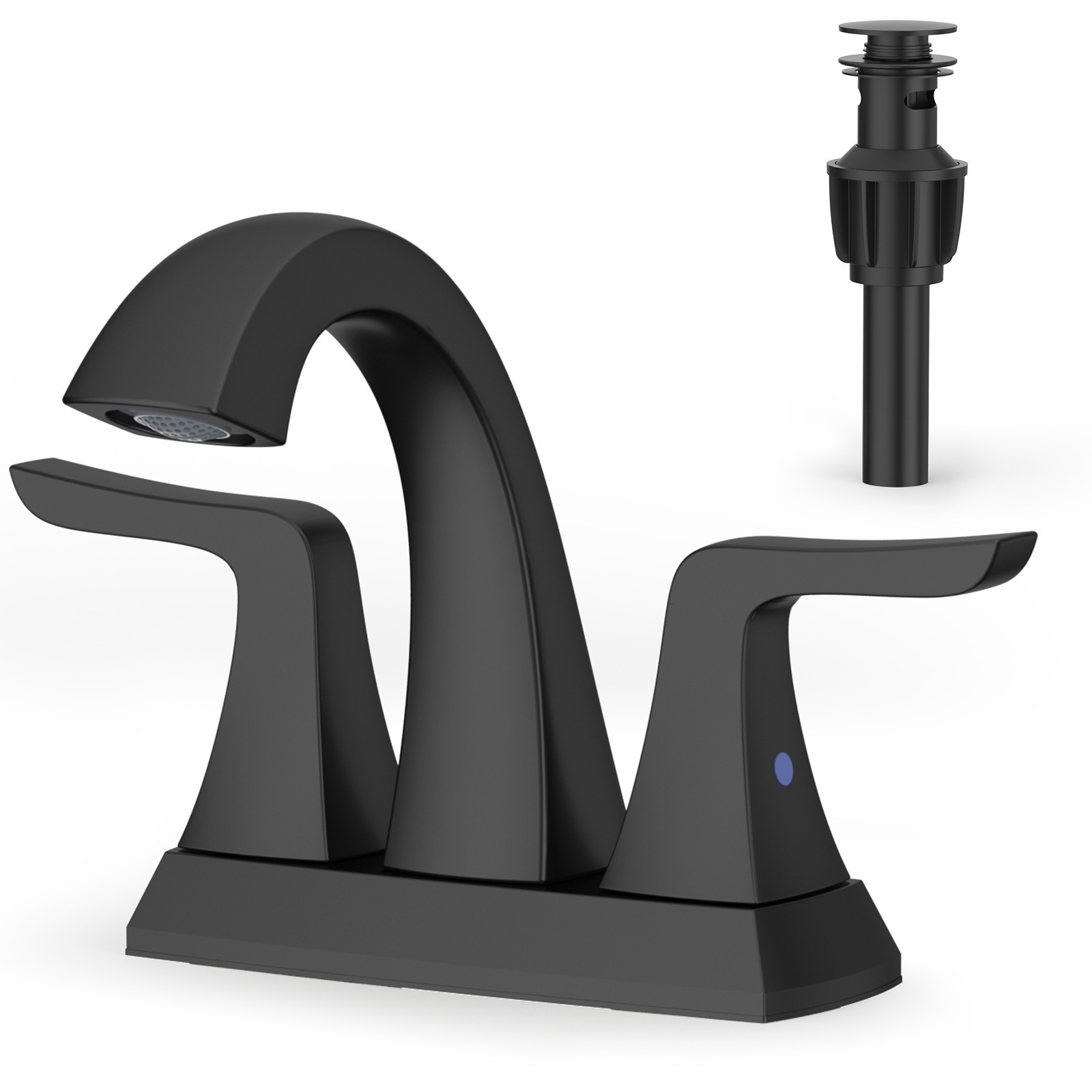 Modern Matte Black Chrome Brushed Nickel Bathroom  Faucet with Pop-Up Drain 4in