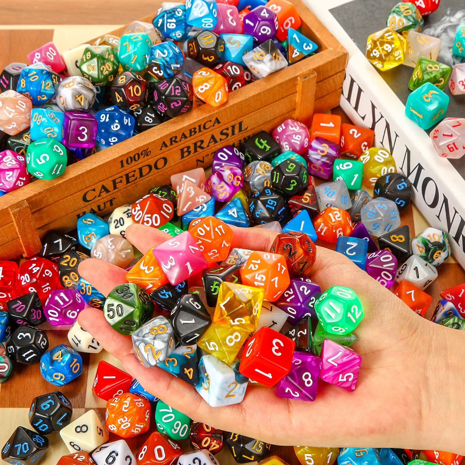 350 Pcs Compatible with DND Dice Sets Bulk Polyhedral Dice with Drawstring Ba...