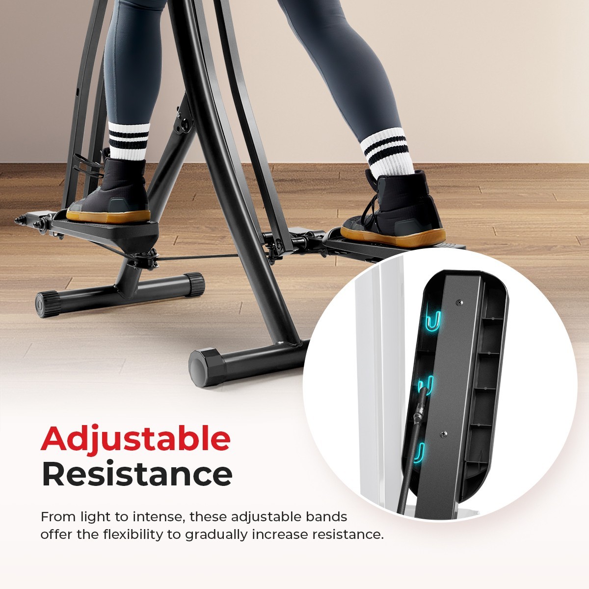 Smart Foldable Air Walk Elliptical Ski Glide Cross Trainer Adjustable Resistance
