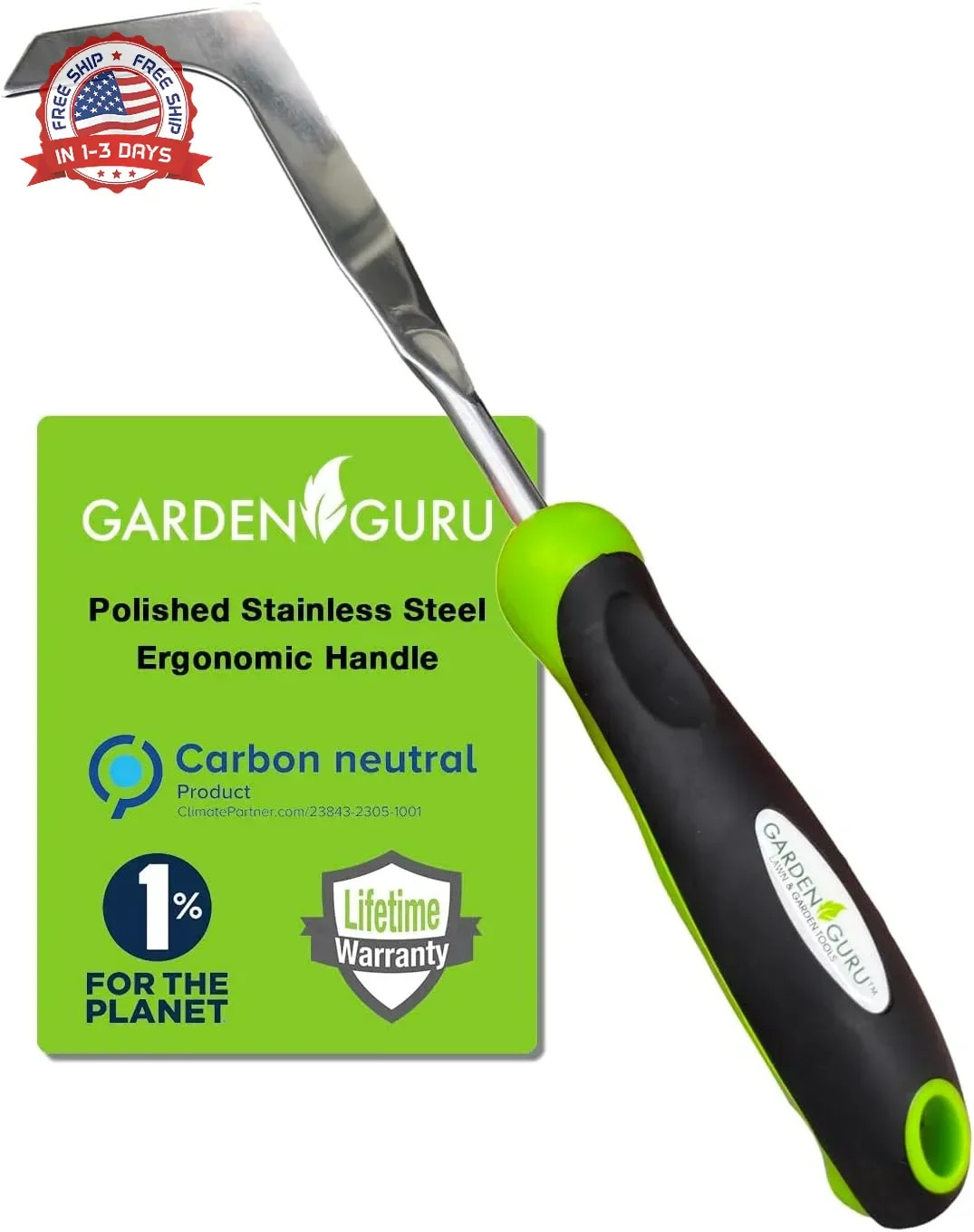 Garden Guru Patio Crack Weeder Tool with Ergonomic Handle - Stainless Steel Weed