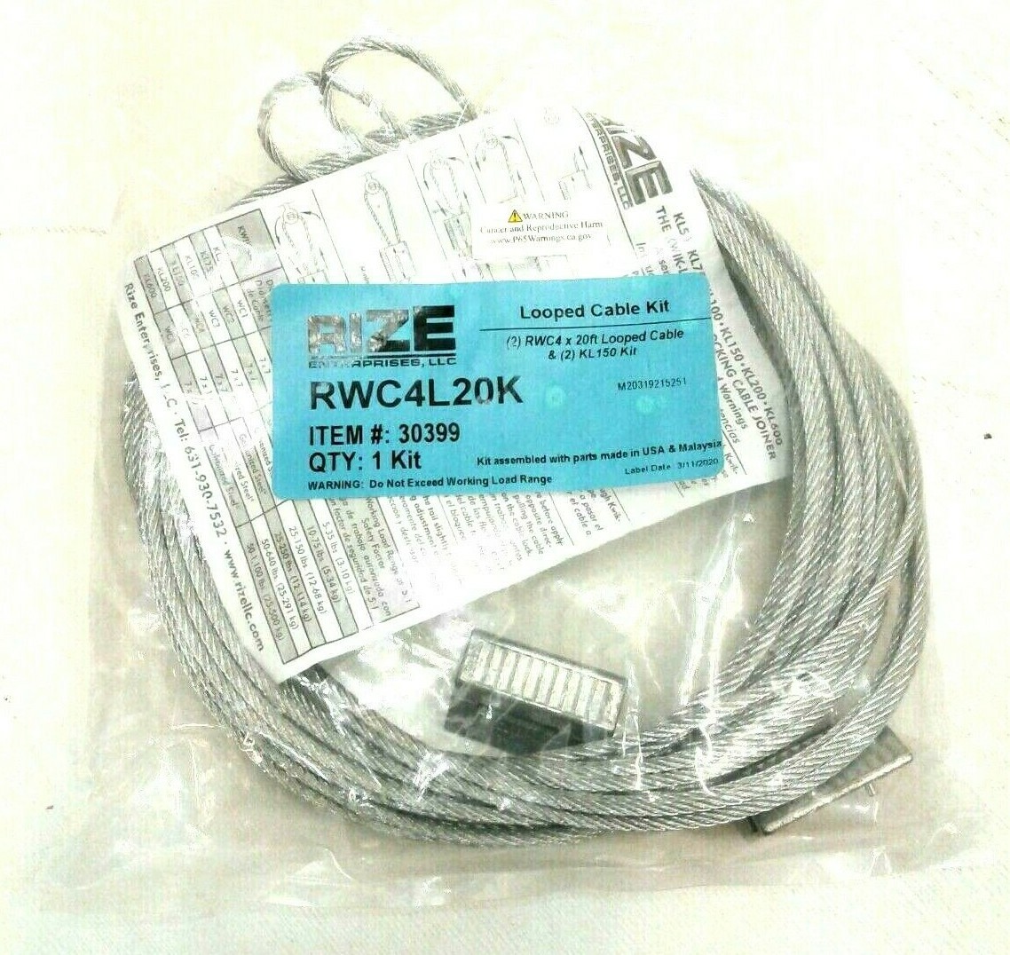 RIZE LOOPED CABLE KIT RWC4L20K (2) RWC4x20ft LOOPED CABLE & (2) KL150 KIT