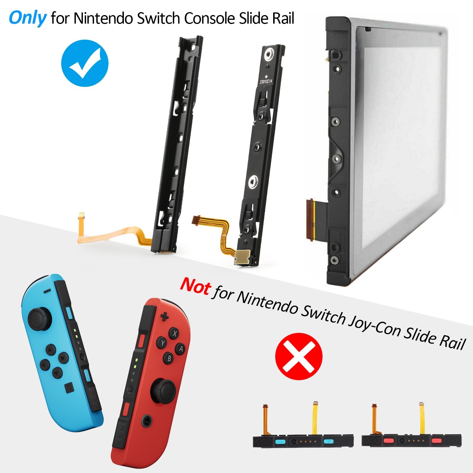 Left and Right Slide Rail for Nintendo Switch Console Slide Rail Bar Replacem...