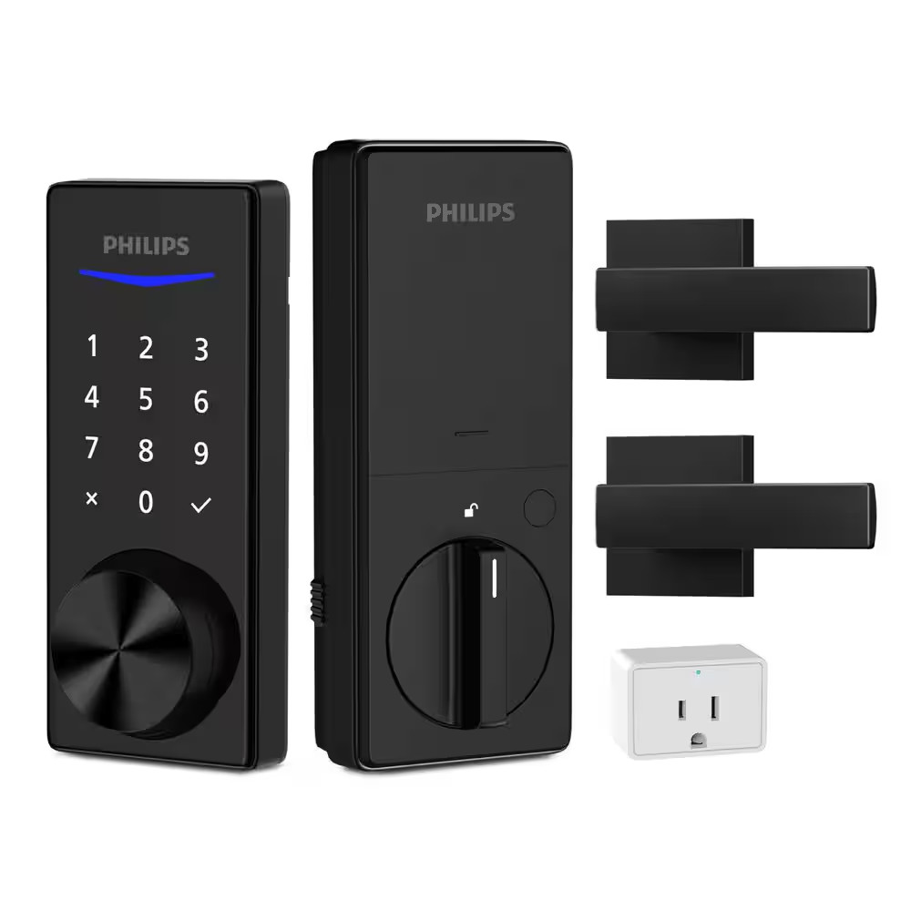 Bluetooth Touchscreen Smart Deadbolt with Wi-Fi Bridge and Square Zinc Lever Doo