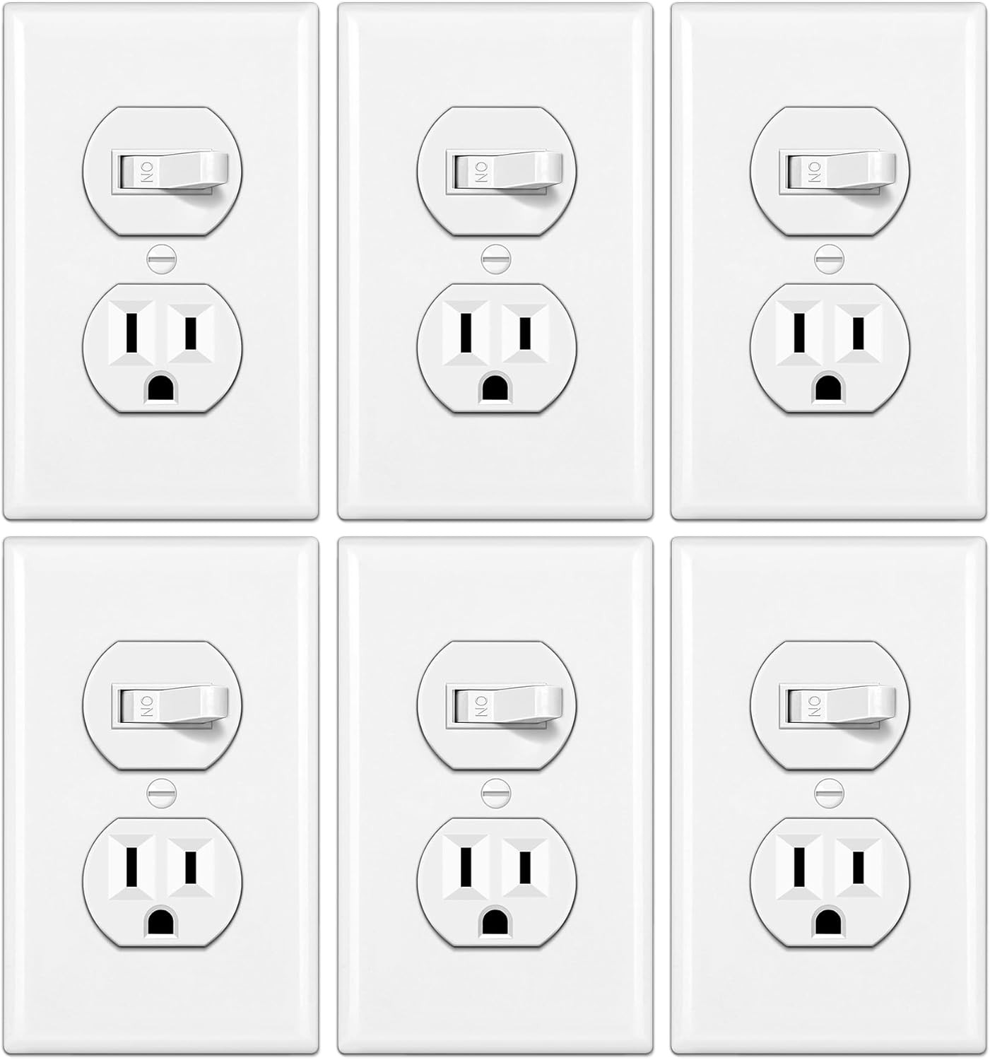 6 Pack Combination Toggle Light Switch and Duplex Receptacle Outlet ...