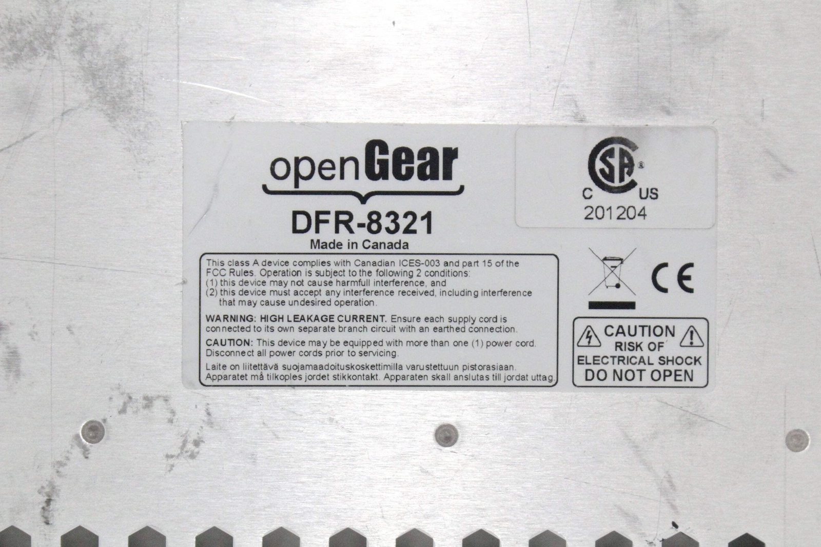 Ross OpenGear DFR-8321 C Frame w/ Network Controller