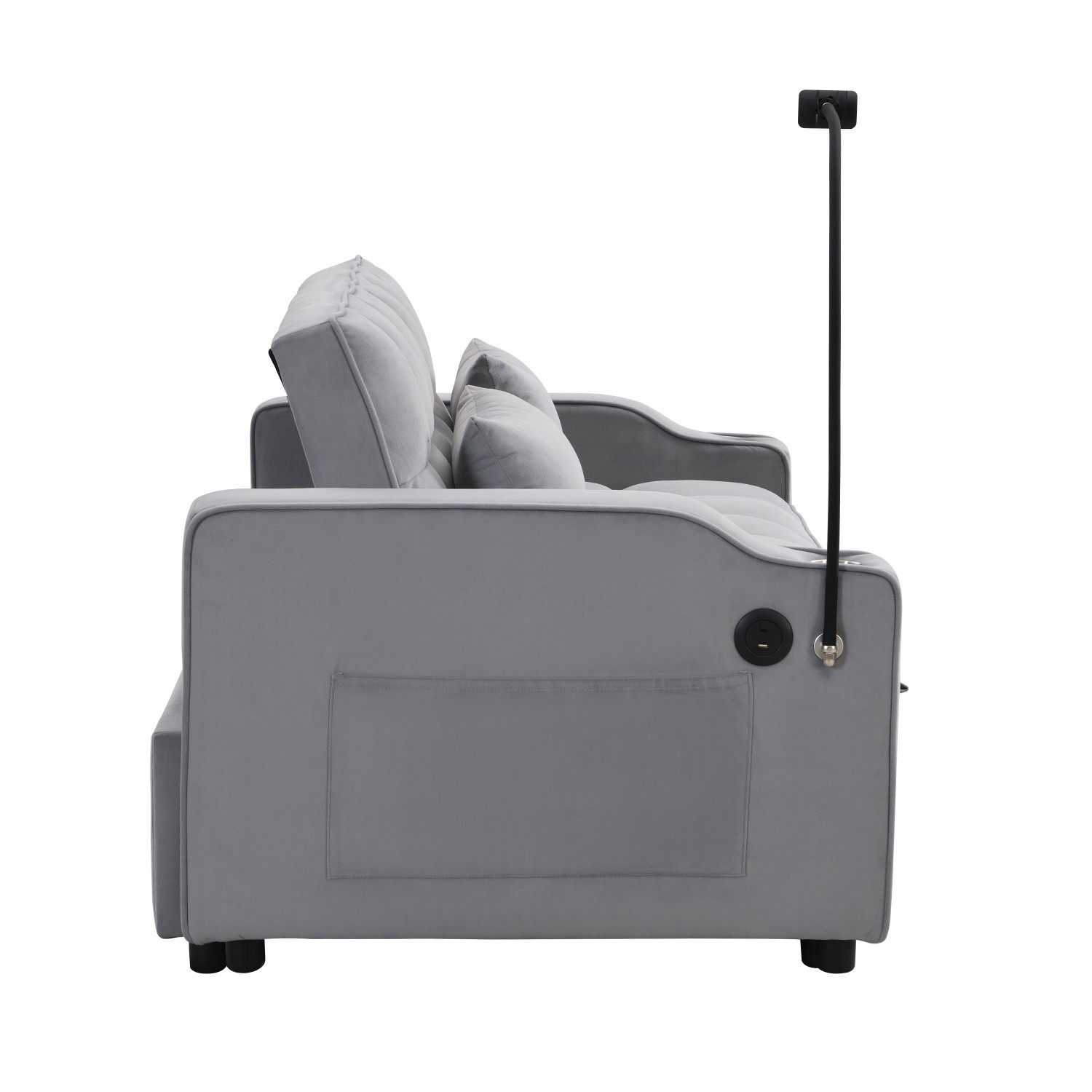 Modern Convertible Sleeper Sofa Bed Loveseat Sofa with Pull-Out Bed & USB Ports
