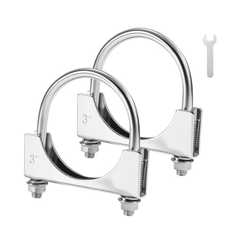 Heavy Duty U Bolt Exhaust Clamp, 3 Inch Stainless Steel U Muffler Clamps, 3" 2