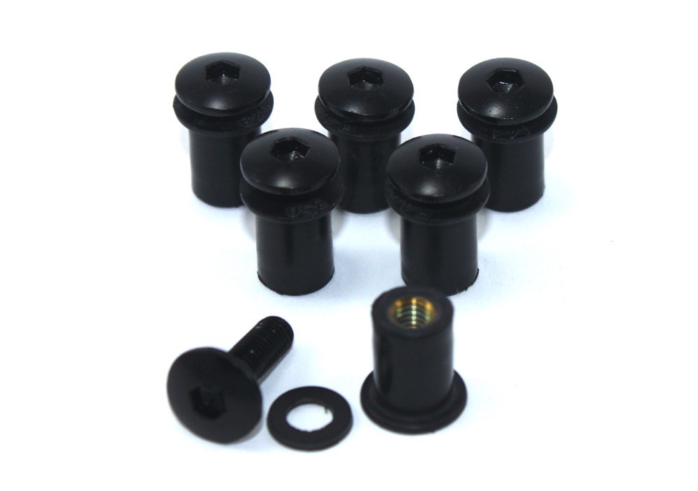 Black Anodised Aluminium Kawasaki Ninja Motorcycle Wind Screen Shield Bolts x6
