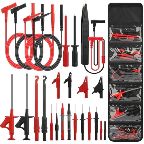 25PCS Silicone Multimeter Test Leads Kit: Replaceable Wire 25PCS: Red+Black