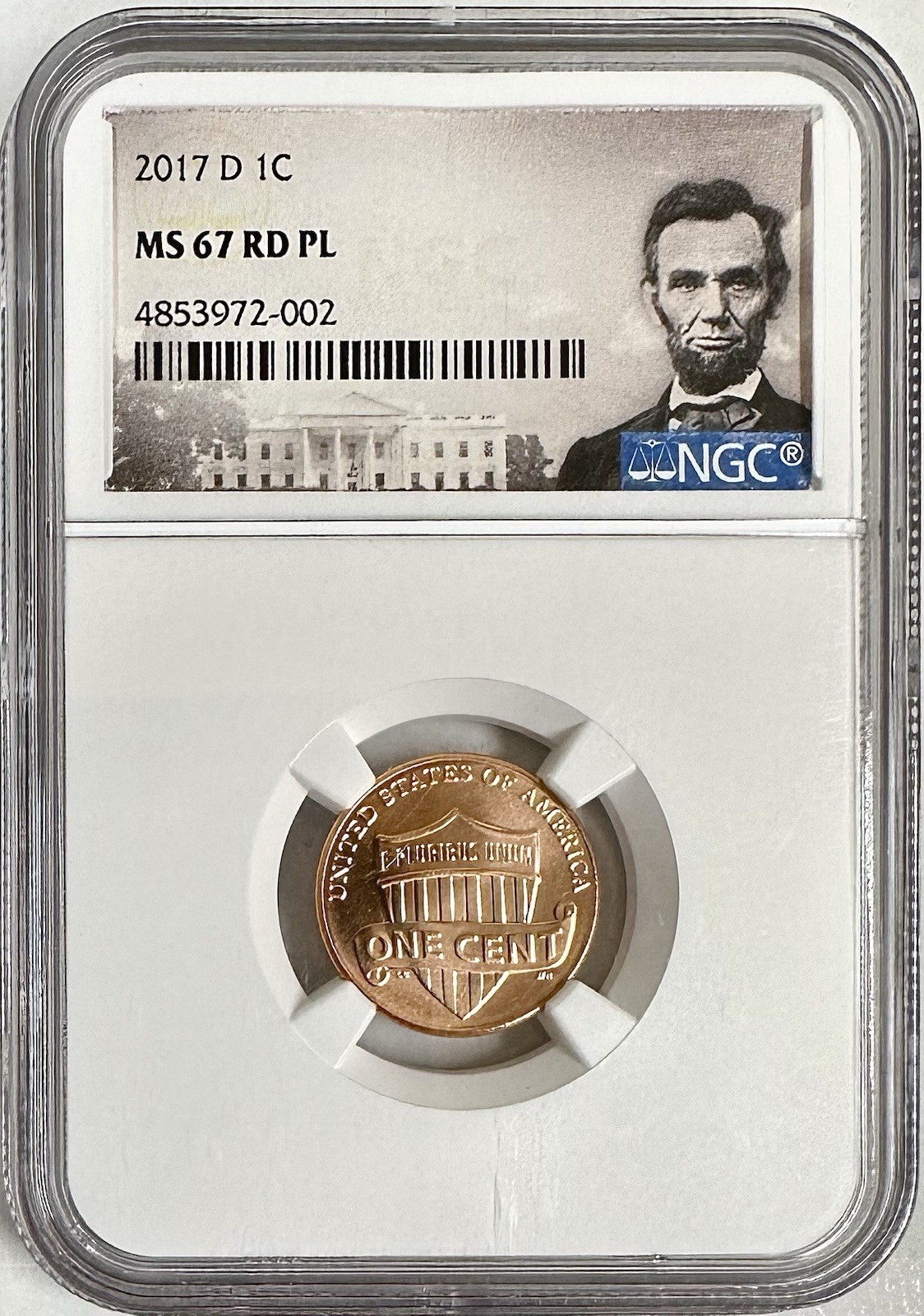 2017 D LINCOLN SHIELD CENT NGC MS67RD PL PORTRAIT LABEL - RARE ONLY 1 FINER!
