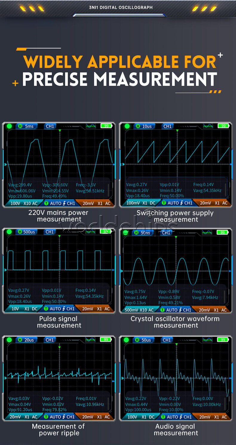 FNIRSI 2C23T Handheld Digital Oscilloscope Multimeter+Function Signal Generator