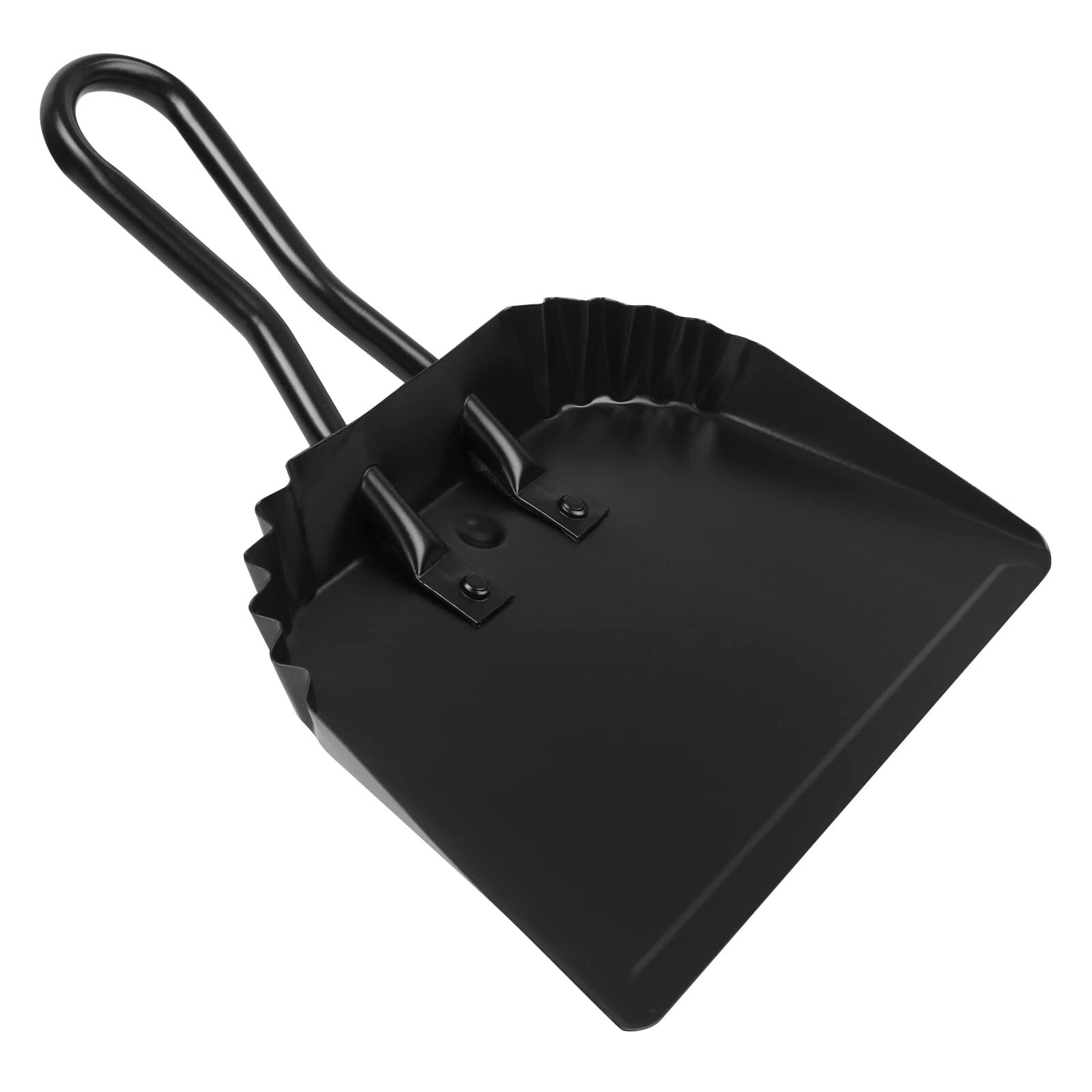 Heavy Duty Black Metal Dust Pan -Handheld Dustpan with Handle Stainless Steel...